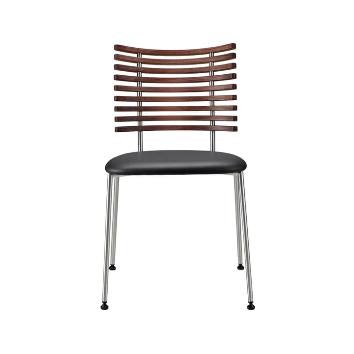 Tiger GM 4105 stol - läder select svart, rygg i valnöt, rostfritt stativ - Naver Collection