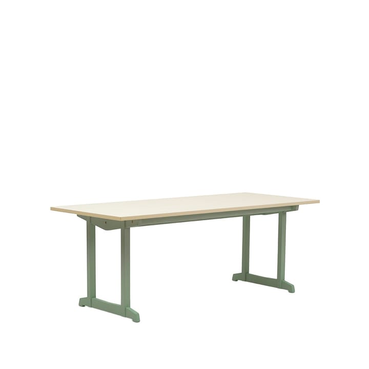 Visingsö matbord björk 200x84 cm - Vitoljad björk grönt stativ - Tre Sekel Möbelsnickeri