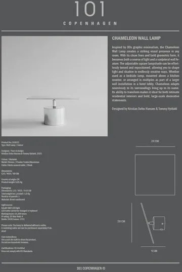 Chameleon vägglampa - Chrome - 101 Copenhagen