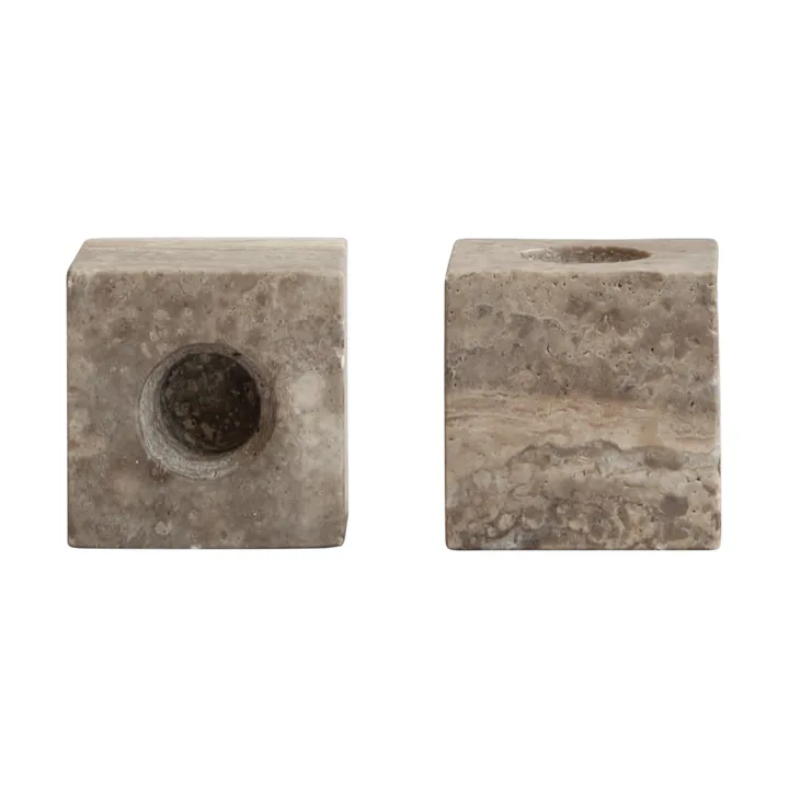 Cube ljusstake 2-pack - Silver Travertine - 101 Copenhagen