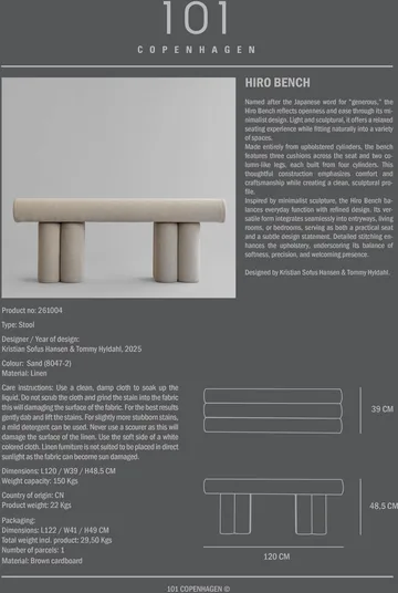 Hiro sittbänk - Linen - 101 Copenhagen