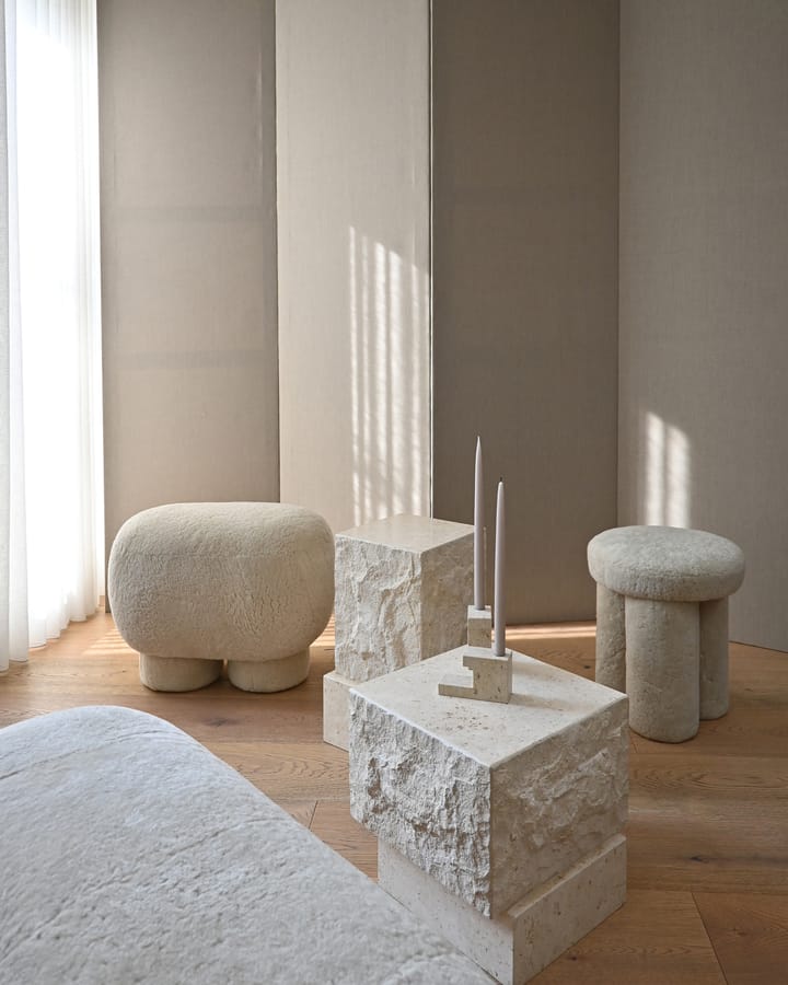 Temple sidobord low 42x40 cm, Chrome-limestone 101 Copenhagen