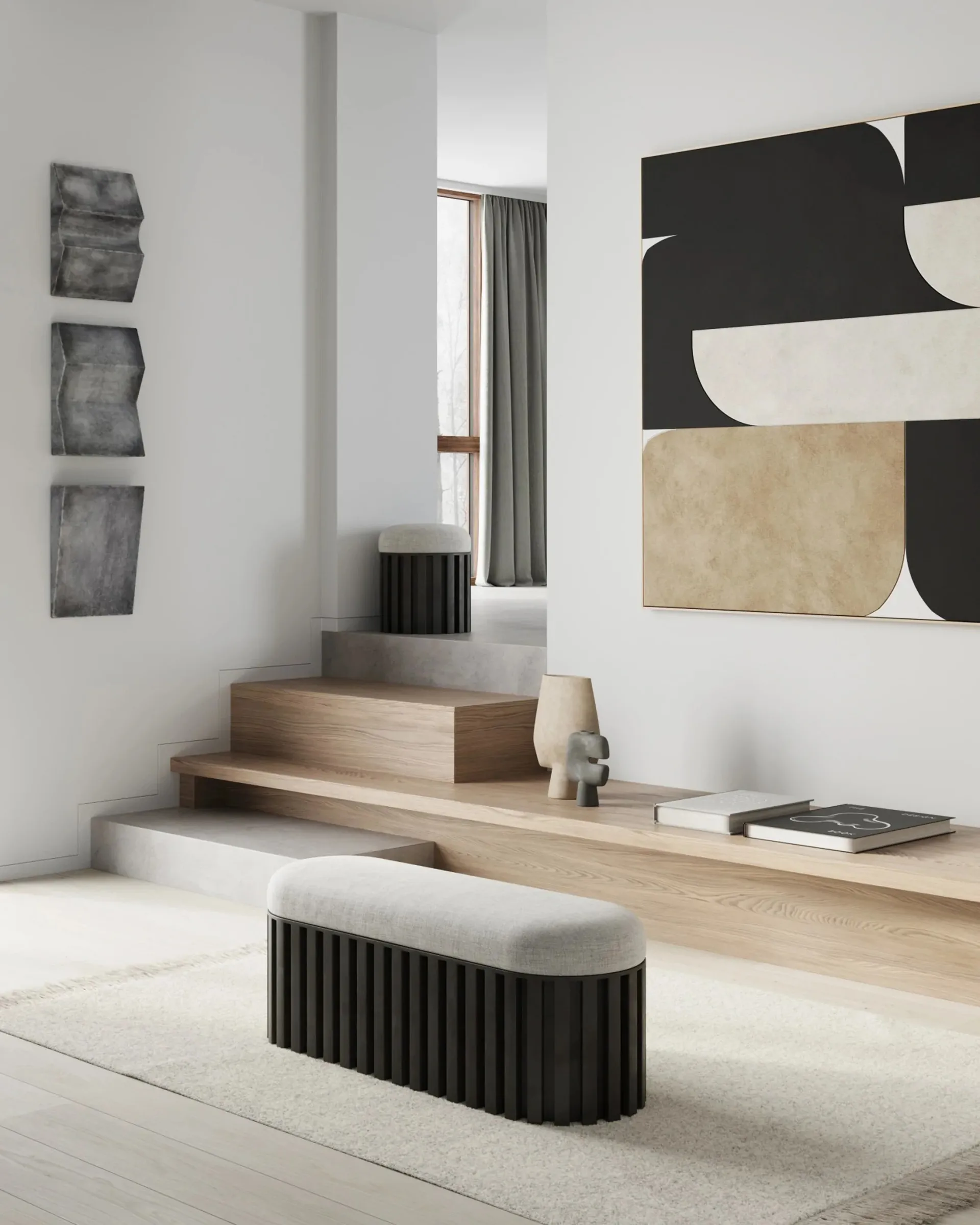 Tribu bänk linne, Coffee-white chalk 101 Copenhagen