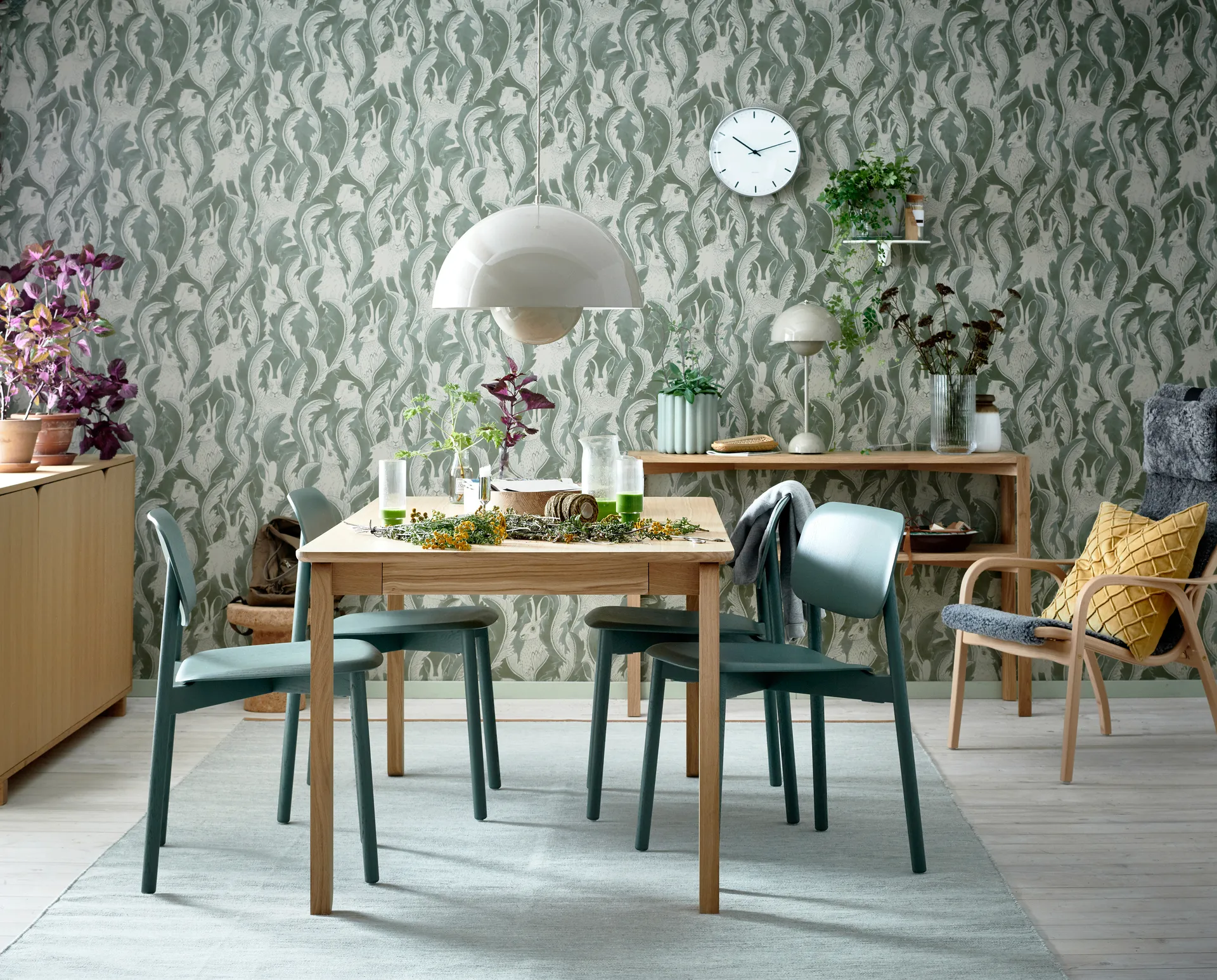 Alfred matbord 90x160 cm, Vitpigmenterad ek 1898