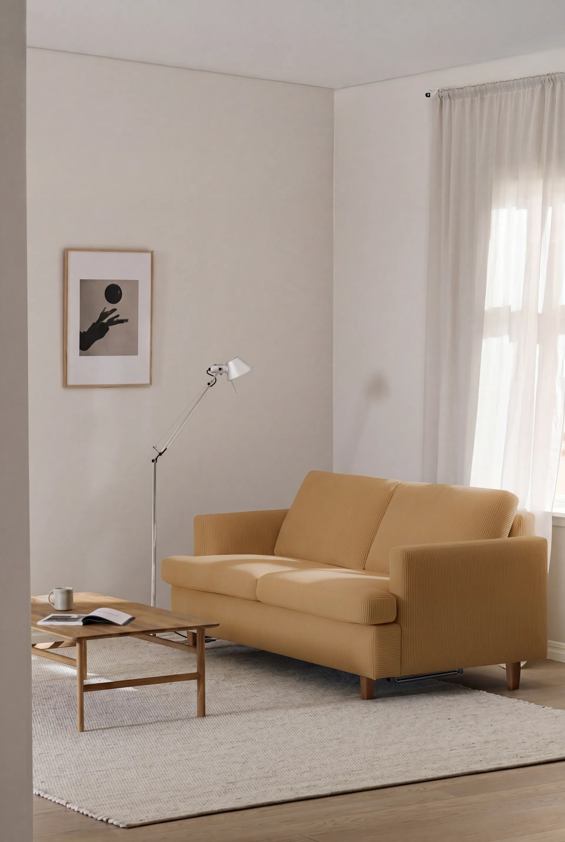 Binga 2,5-sits bäddsoffa, Jump Honey 1959-mörkbetsad ask 1898