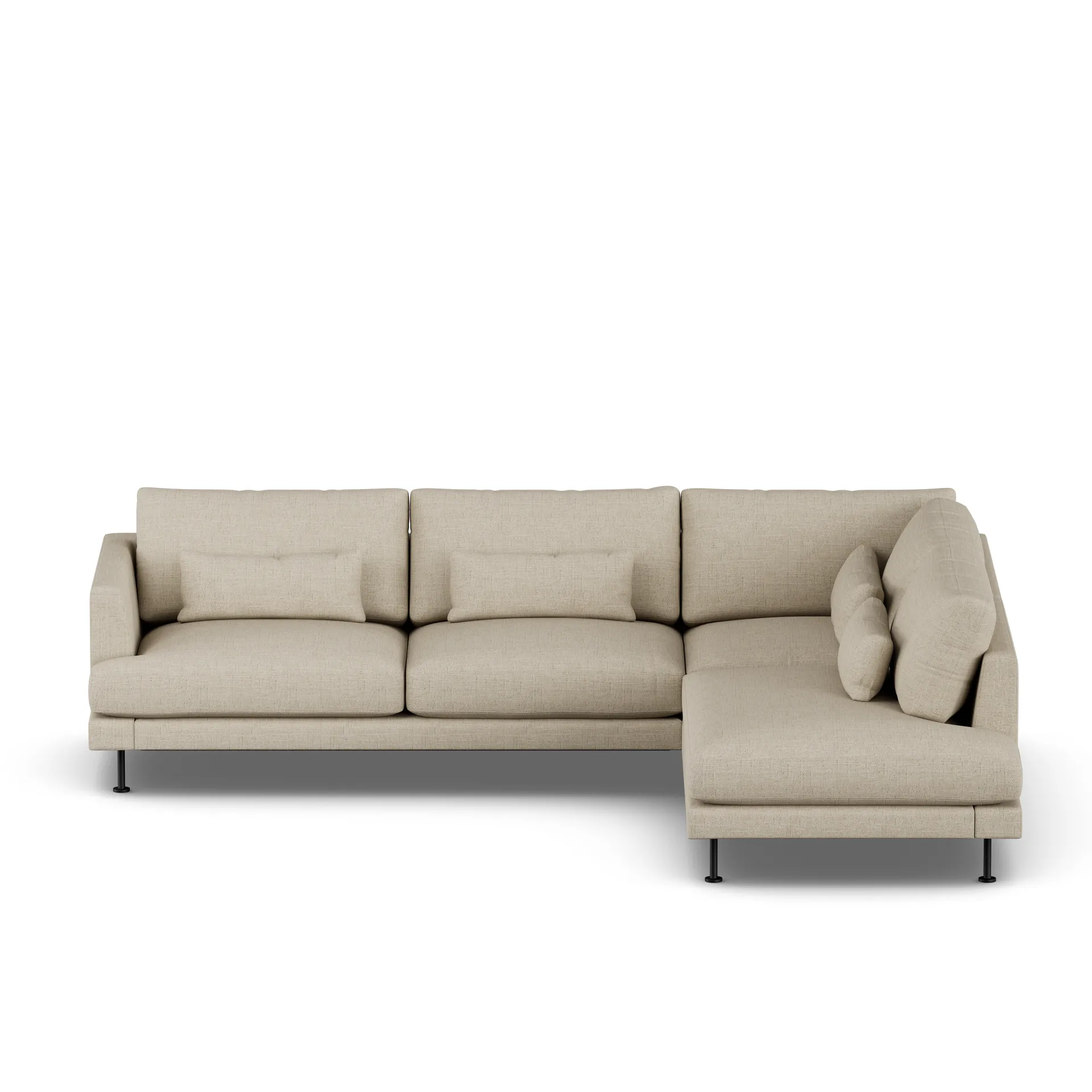 Bredhult soffa, Bern Beige 0341-svart stål, 3-sits A1 1898