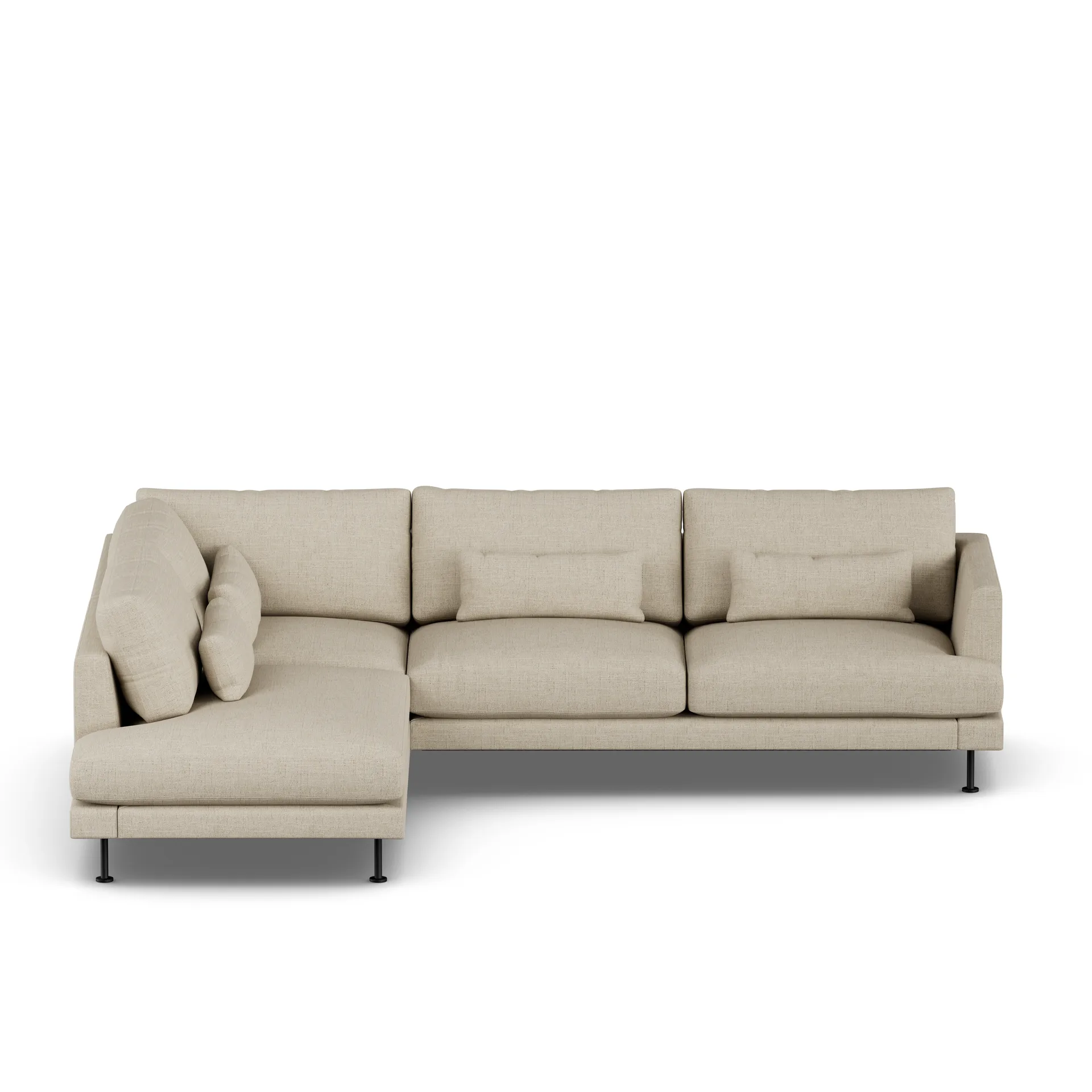 Bredhult soffa, Bern Beige 0341-svart stål, 3-sits A2 1898