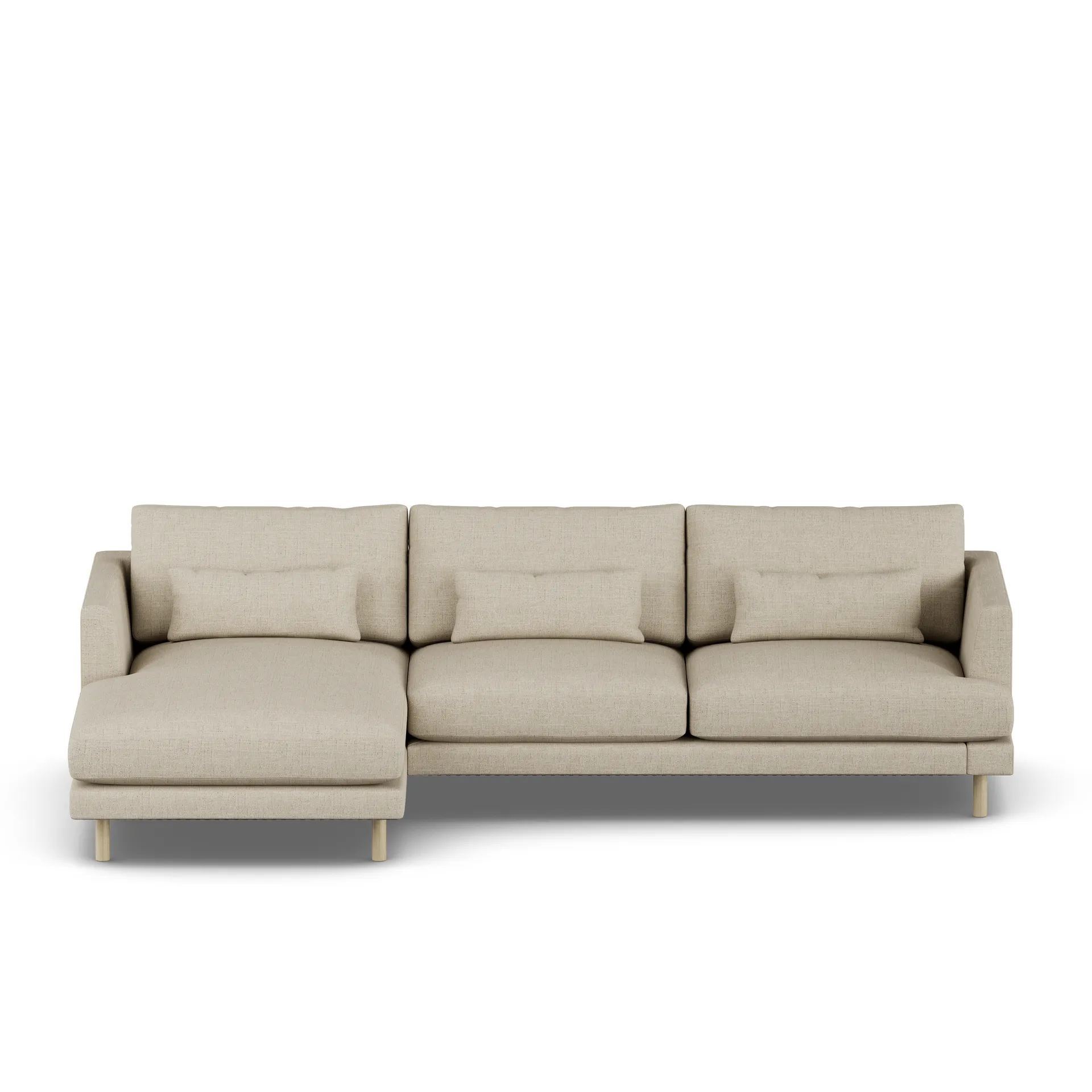 Bredhult soffa, Bern Beige 0341-vitoljad ek, 2,5-sits C2 1898