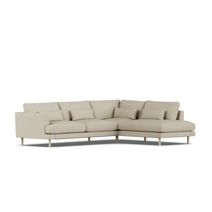 Bredhult soffa - Bern Beige 0341-vitoljad ek, 3-sits A1 - 1898