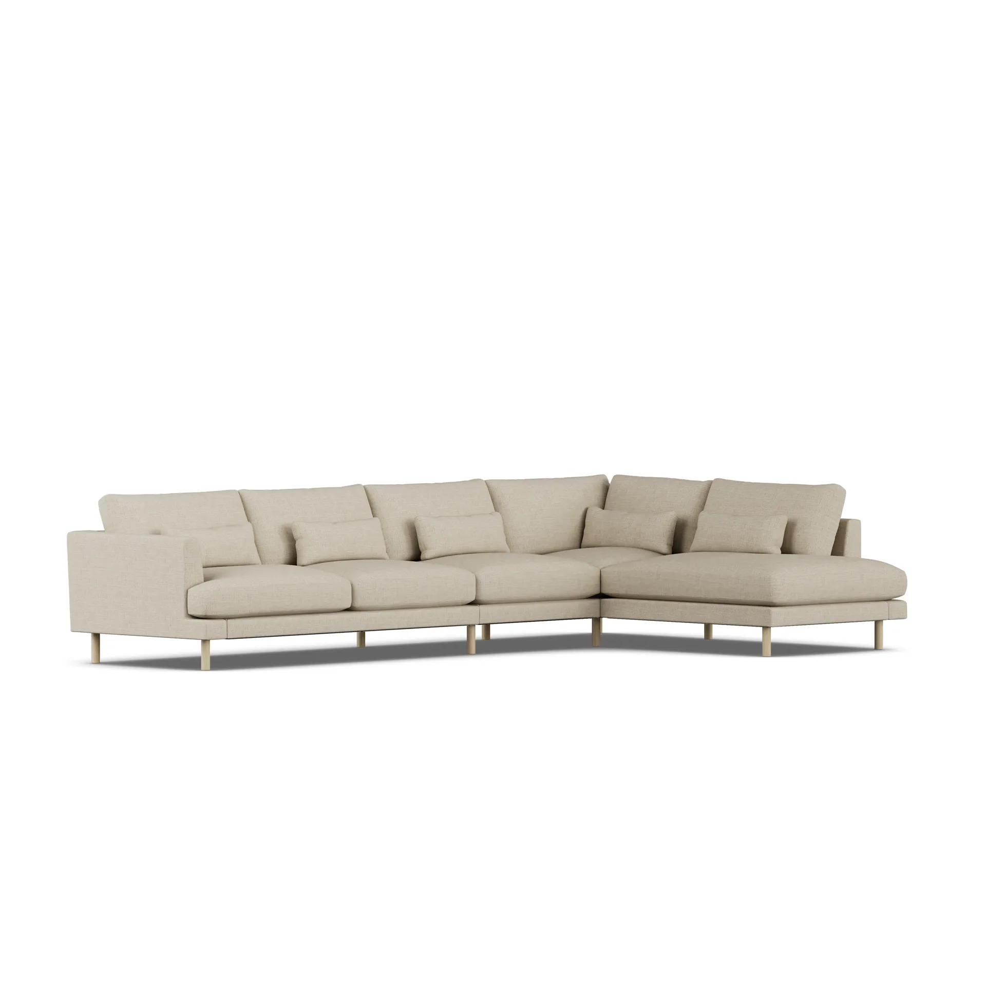 Bredhult soffa, Bern Beige 0341-vitoljad ek, 4-sits B1 1898