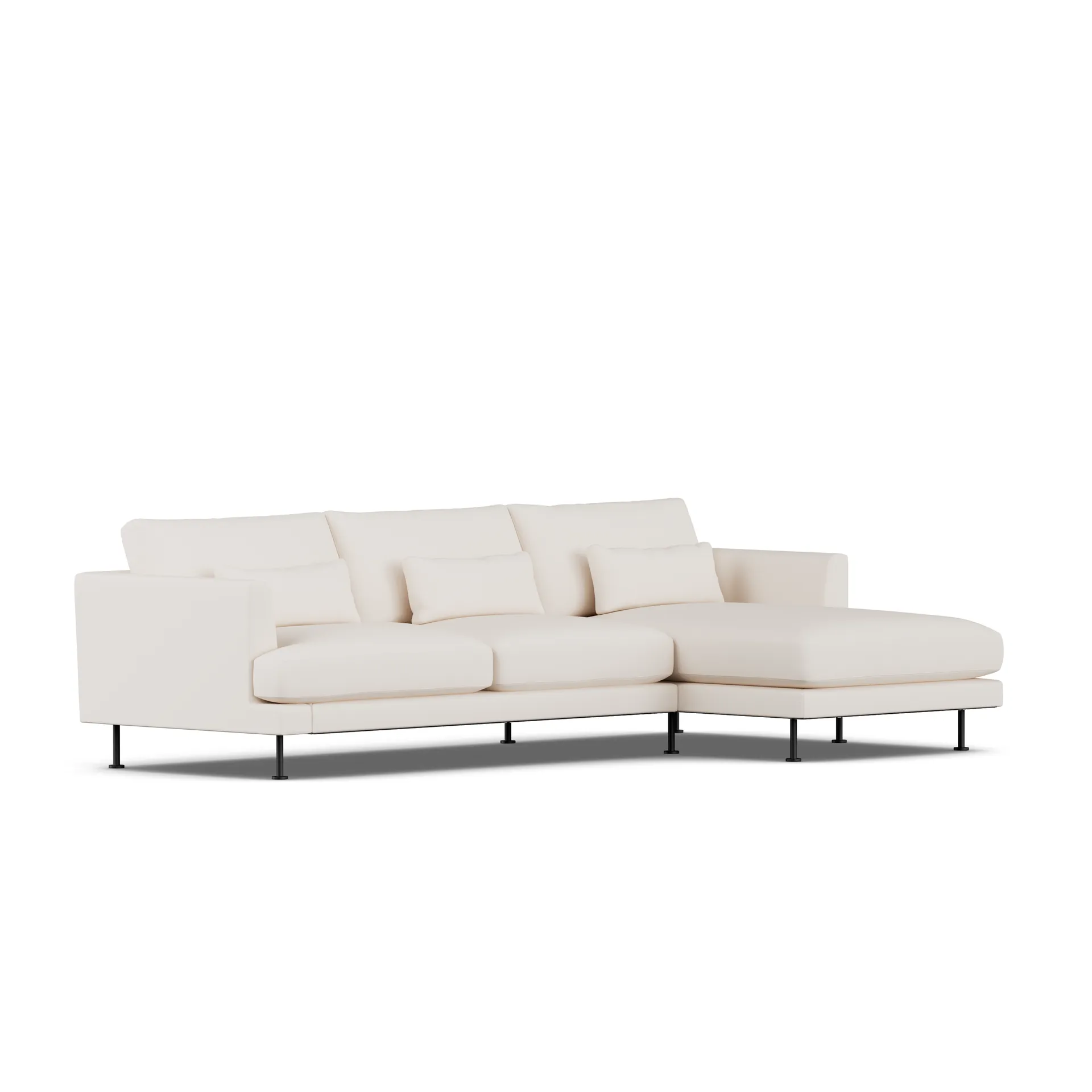 Bredhult soffa, Caleido Beige 9600-svart stål, 2,5-sits C1 1898
