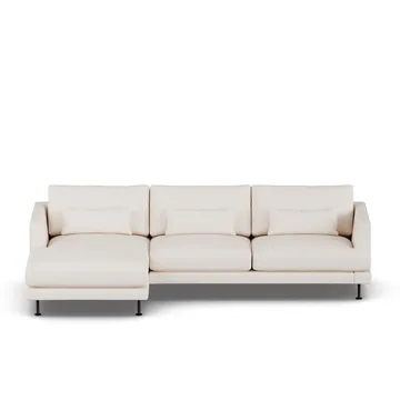 Bredhult soffa - Caleido Beige 9600-svart stål, 2,5-sits C2 - 1898