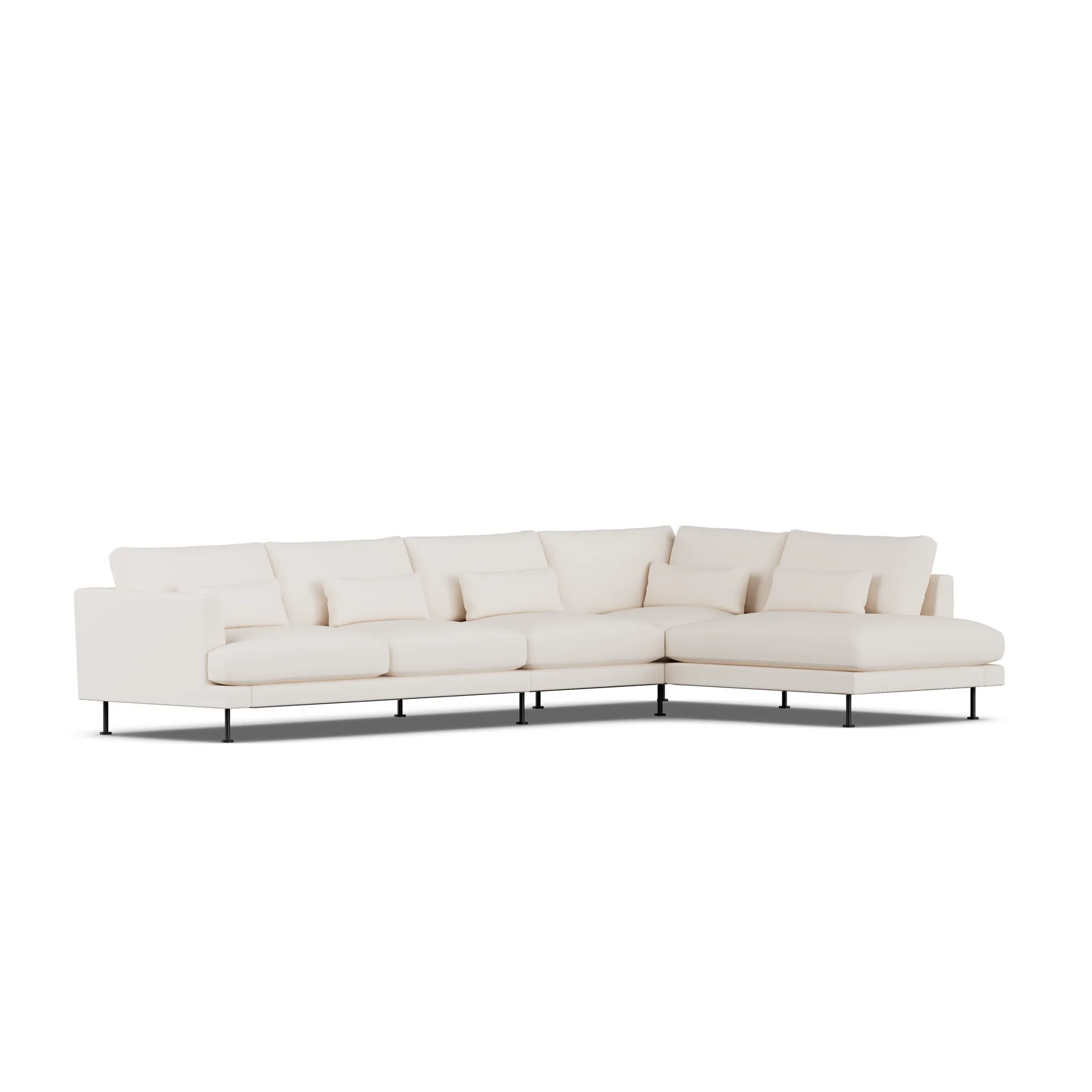 Bredhult soffa, Caleido Beige 9600-svart stål, 4-sits B1 1898