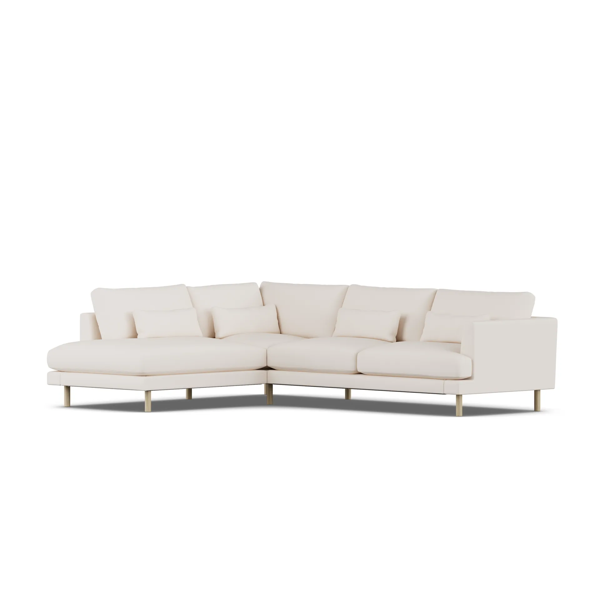 Bredhult soffa, Caleido Beige 9600-vitoljad ek, 3-sits A2 1898