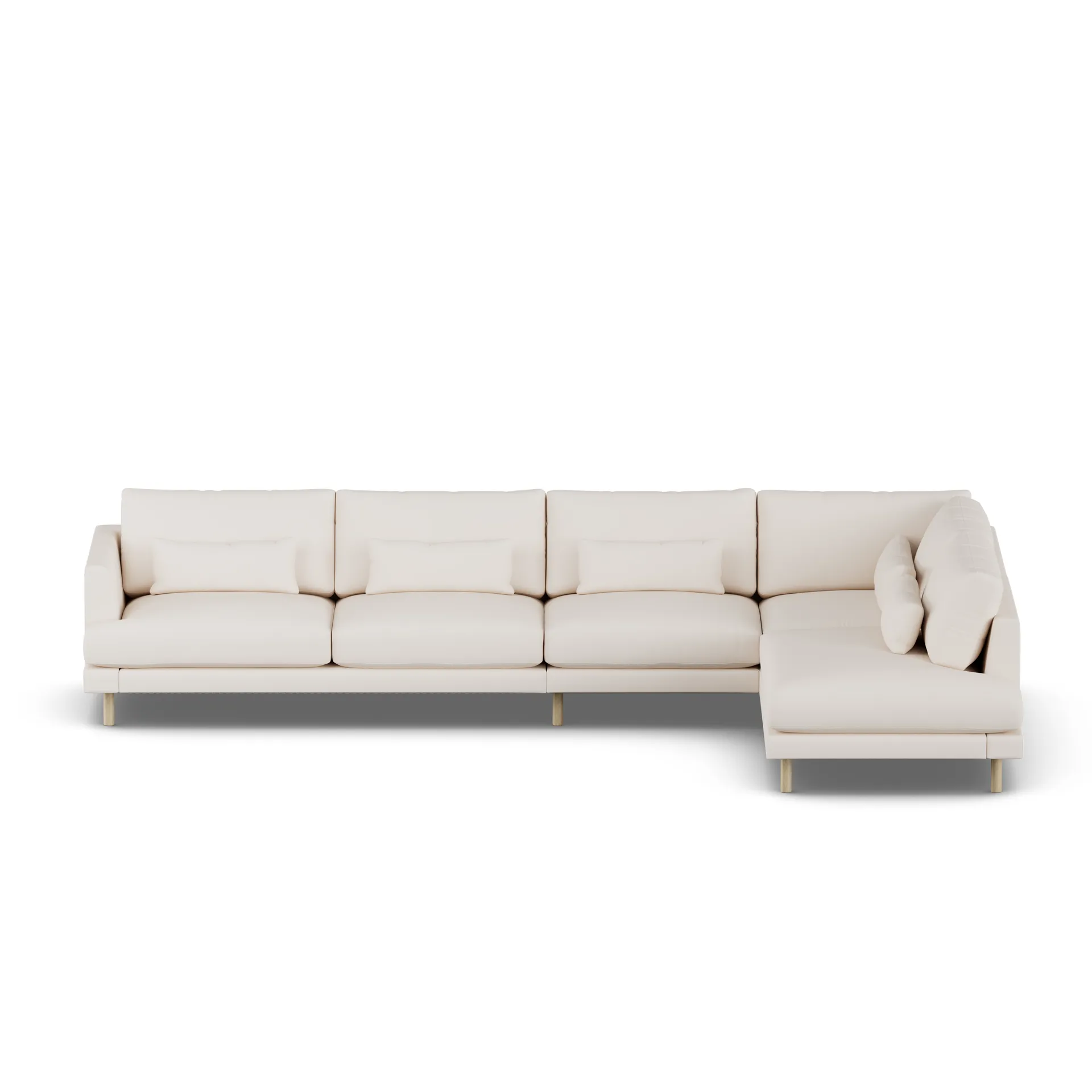 Bredhult soffa, Caleido Beige 9600-vitoljad ek, 4-sits B1 1898