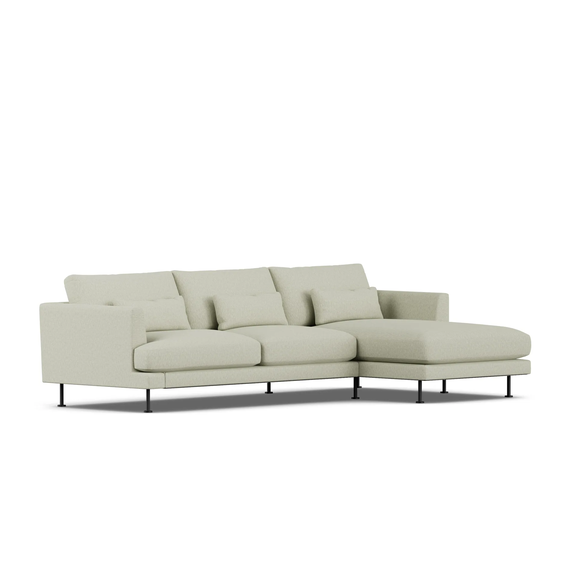 Bredhult soffa, Luiza Beige 3981-svart stål, 2,5-sits C1 1898