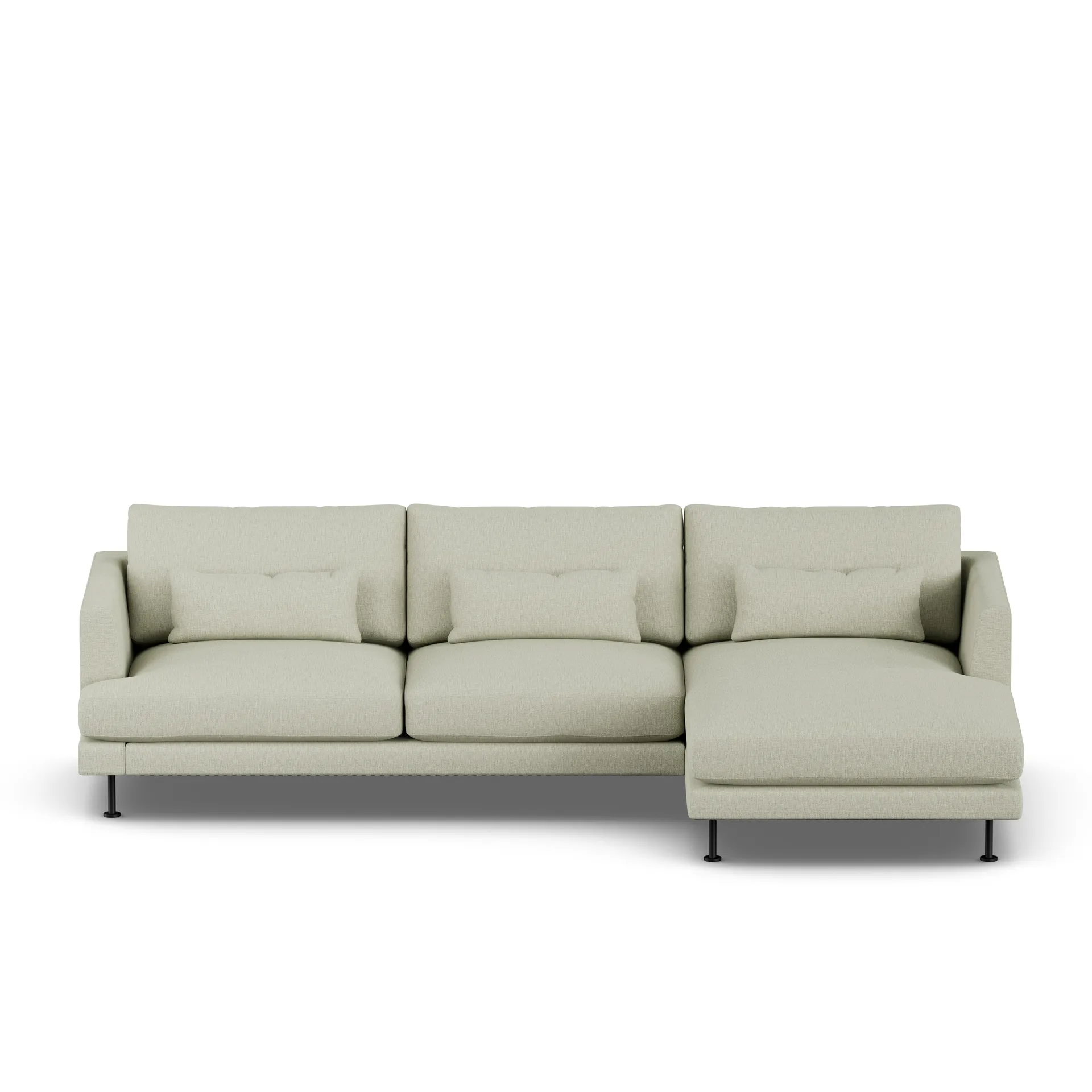 Bredhult soffa, Luiza Beige 3981-svart stål, 2,5-sits C1 1898