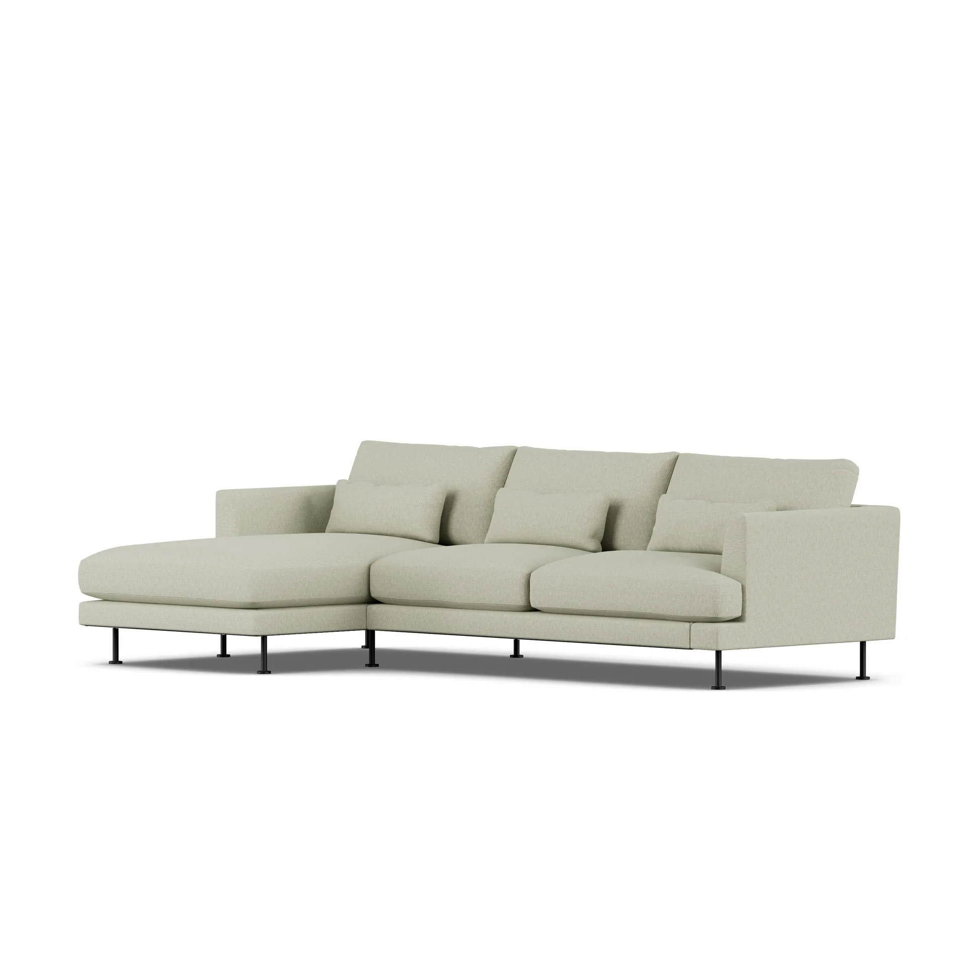 Bredhult soffa, Luiza Beige 3981-svart stål, 2,5-sits C2 1898