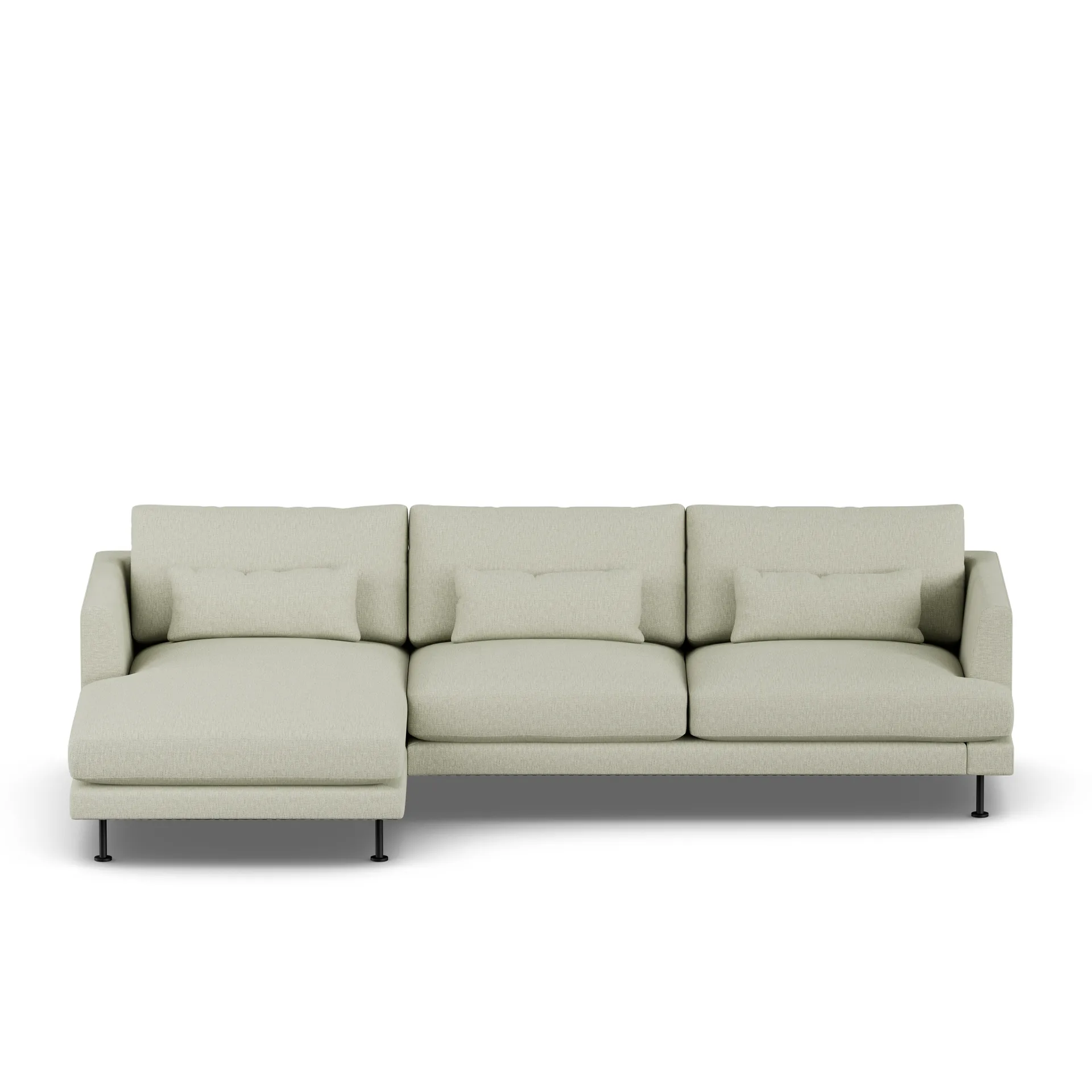 Bredhult soffa, Luiza Beige 3981-svart stål, 2,5-sits C2 1898