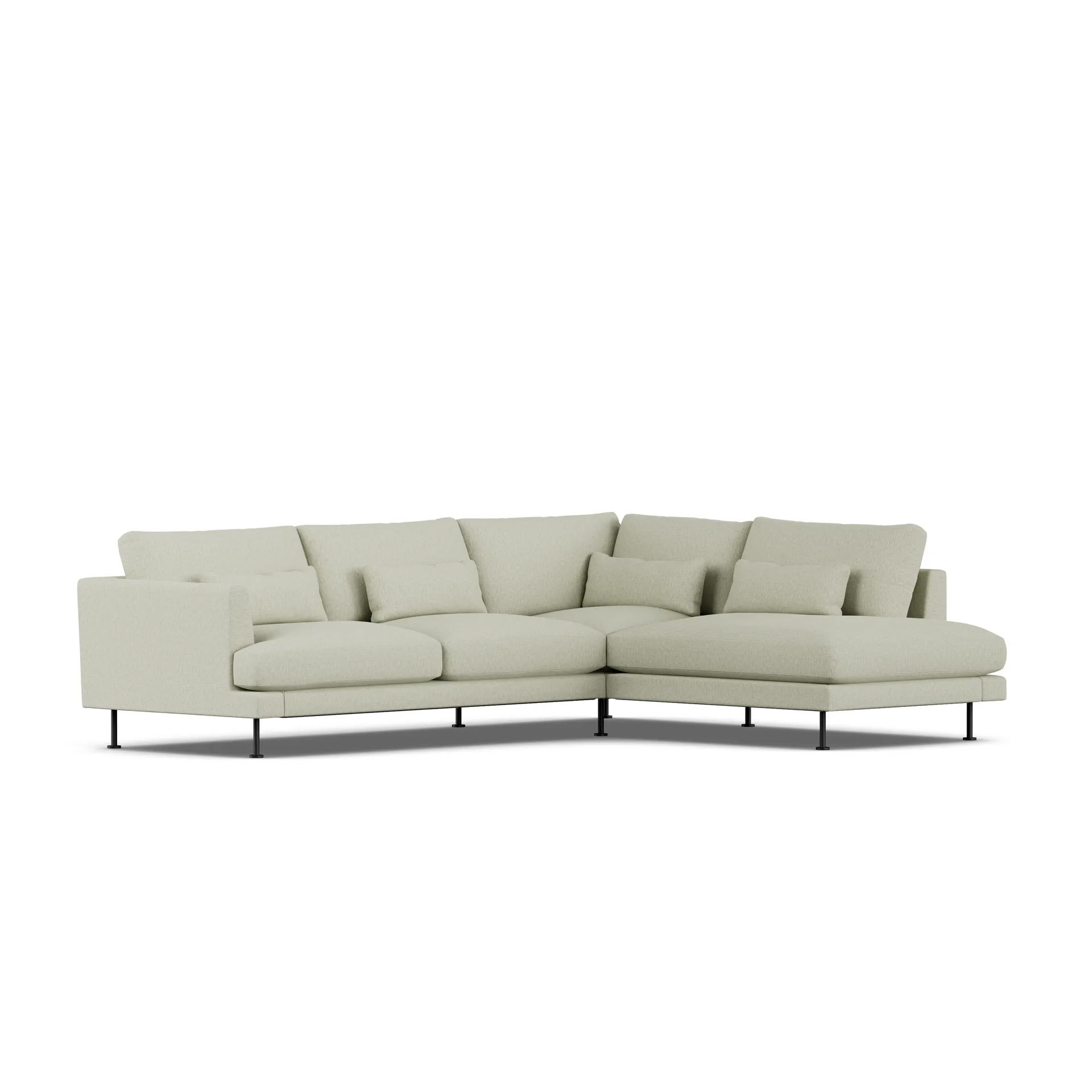 Bredhult soffa, Luiza Beige 3981-svart stål, 3-sits A1 1898