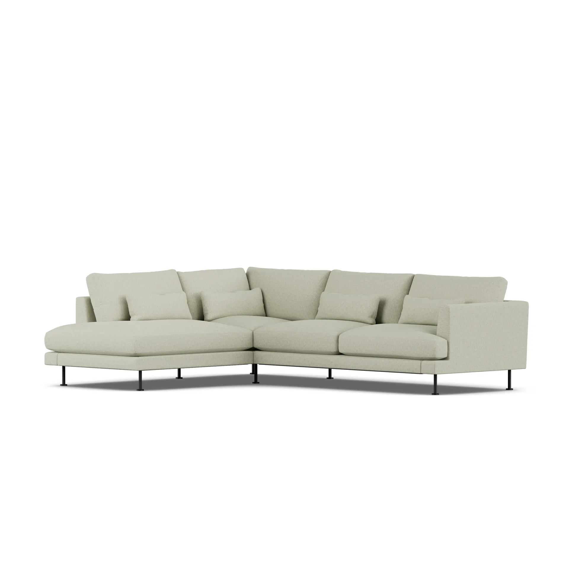 Bredhult soffa, Luiza Beige 3981-svart stål, 3-sits A2 1898