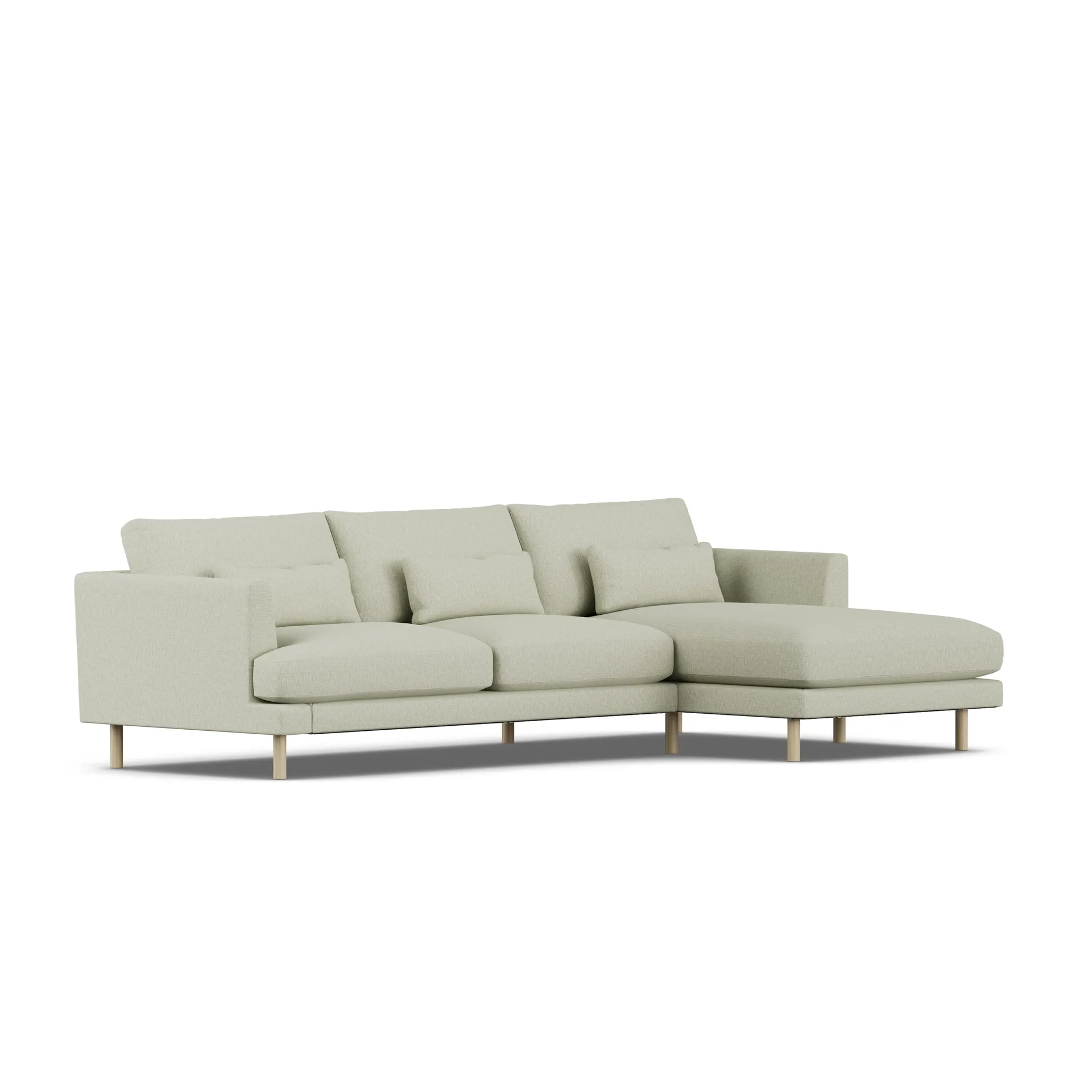 Bredhult soffa, Luiza Beige 3981-vitoljad ek, 2,5-sits C1 1898