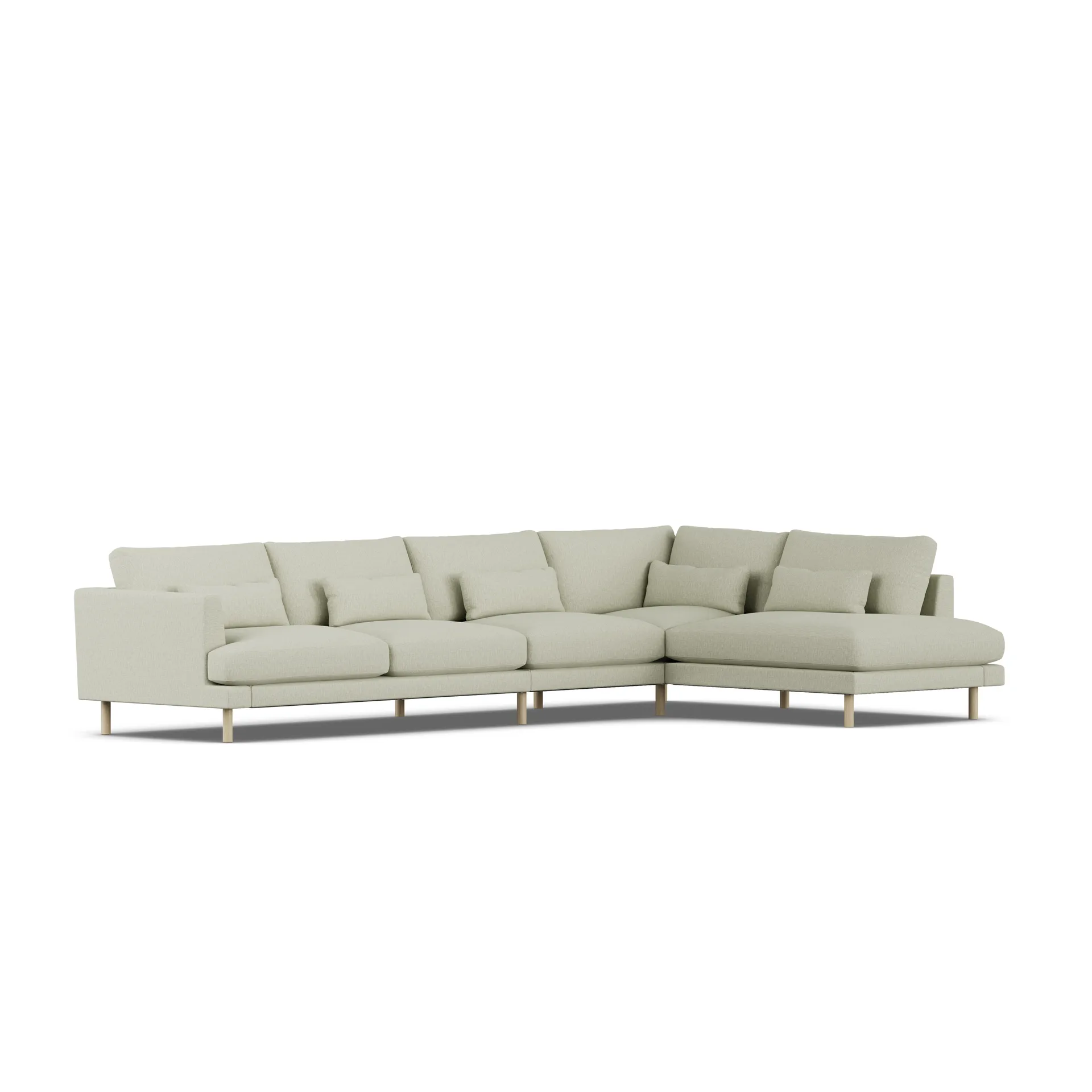 Bredhult soffa, Luiza Beige 3981-vitoljad ek, 4-sits B1 1898