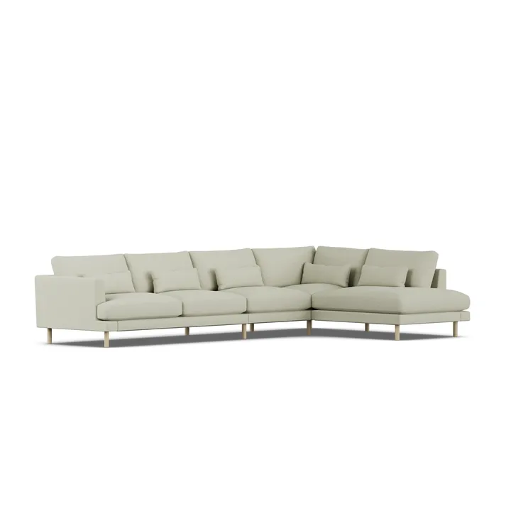 Bredhult soffa - Luiza Beige 3981-vitoljad ek, 4-sits B1 - 1898