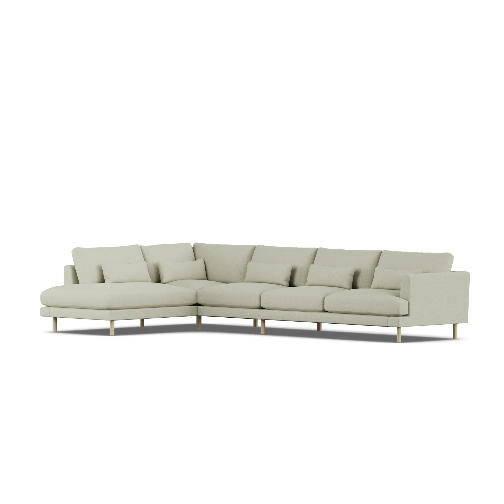 Bredhult soffa, Luiza Beige 3981-vitoljad ek, 4-sits B2 1898