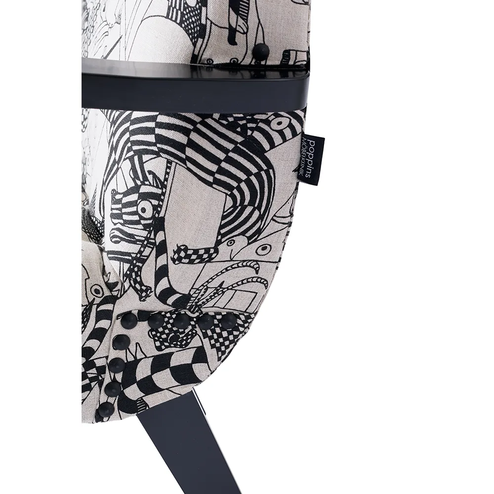 Kalle barnfåtölj, Frösö handtryck-svartbetsad 1898