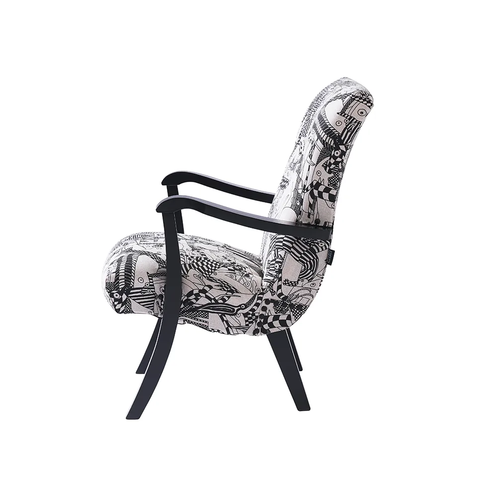 Kalle barnfåtölj, Frösö handtryck-svartbetsad 1898