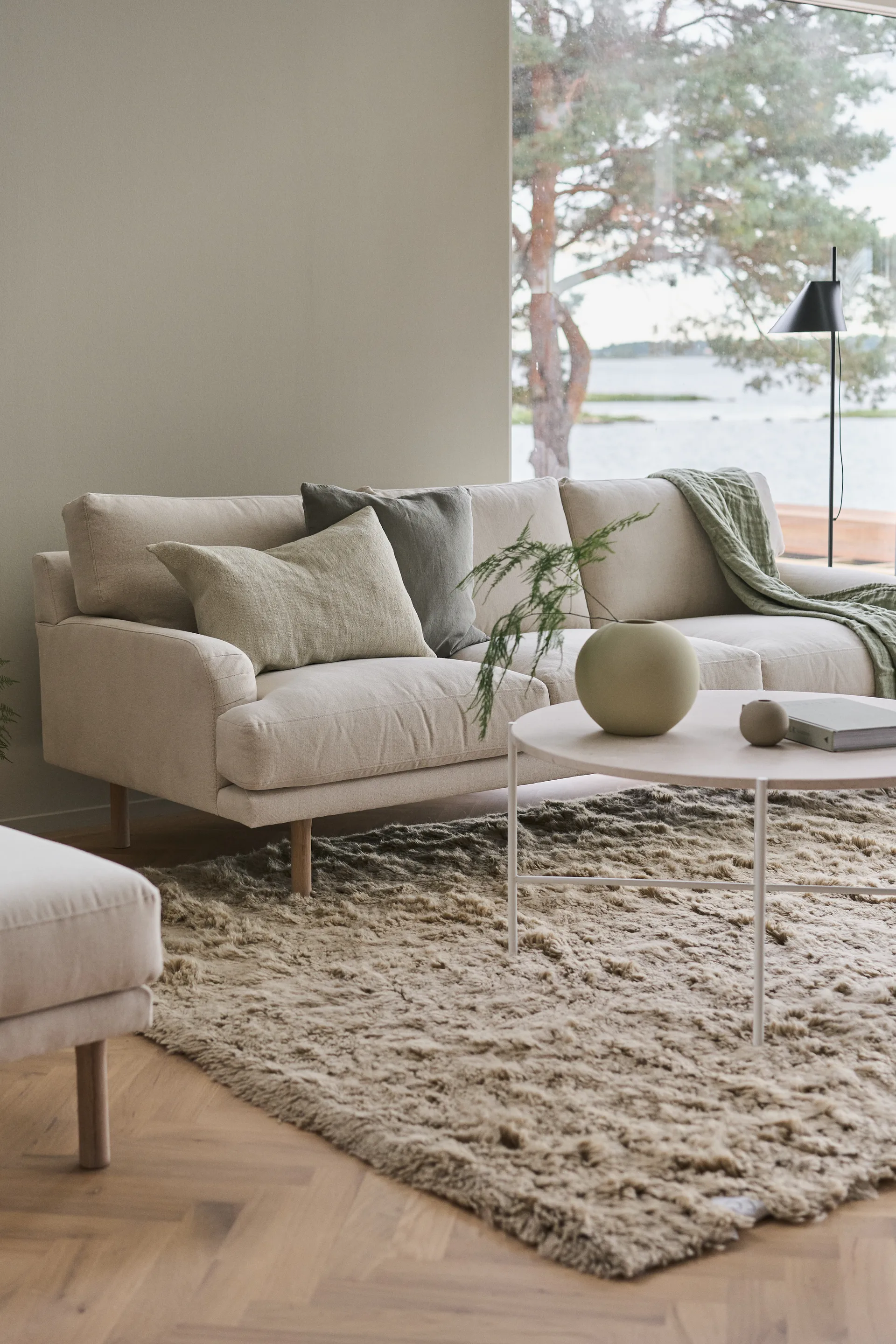 Lidnäs 3 sits soffa, Caleido Beige 9600-vitoljad ek, 3-sits 1898