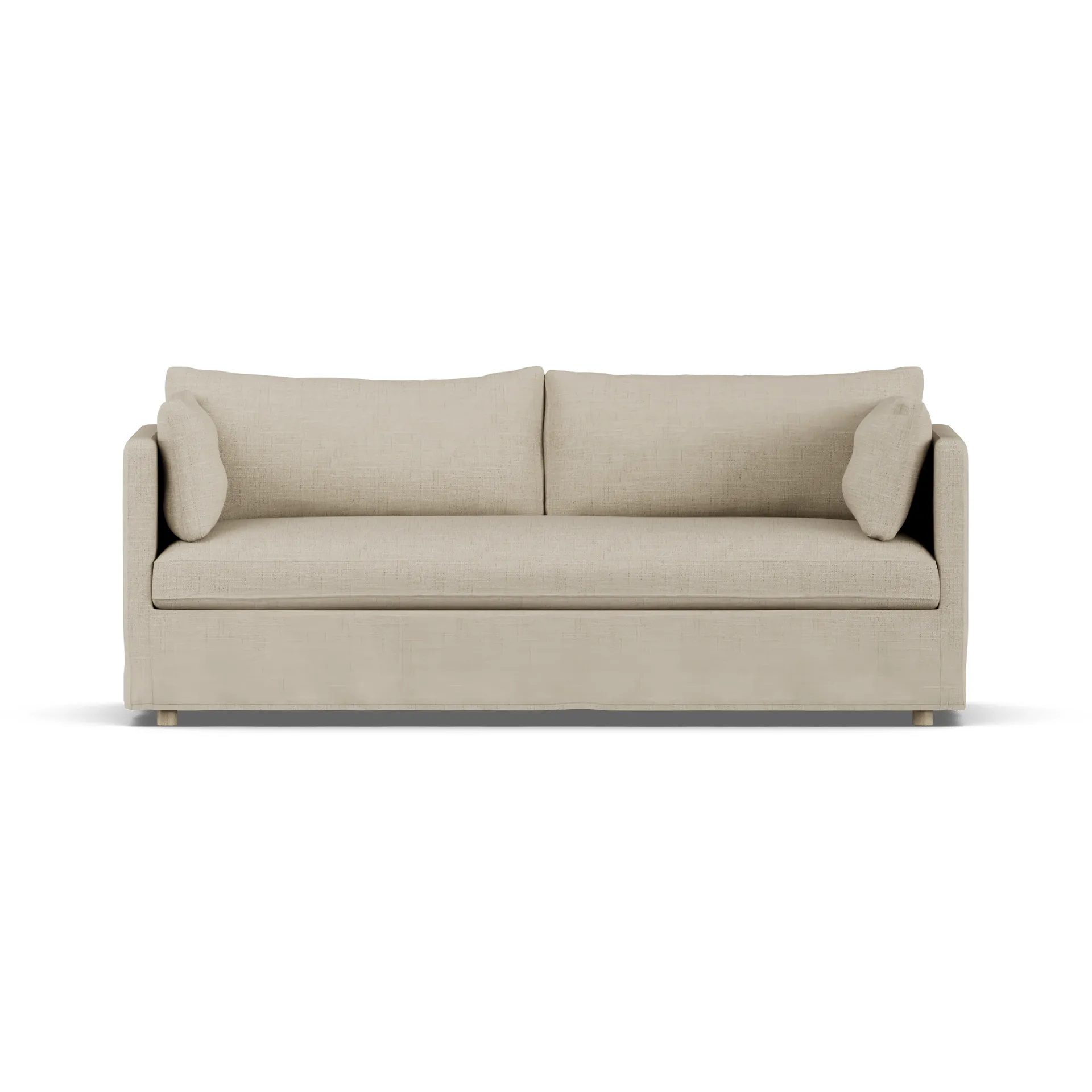 Linnevik soffa, Bern Beige 0341-vitoljad ek, 3-sits, med kappa 1898