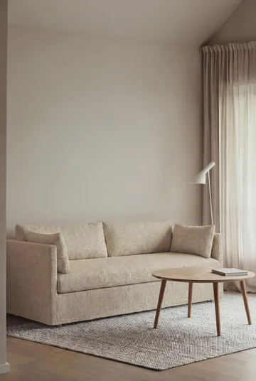 Linnevik soffa - Bern Beige 0341-vitoljad ek, 3-sits, med kappa - 1898