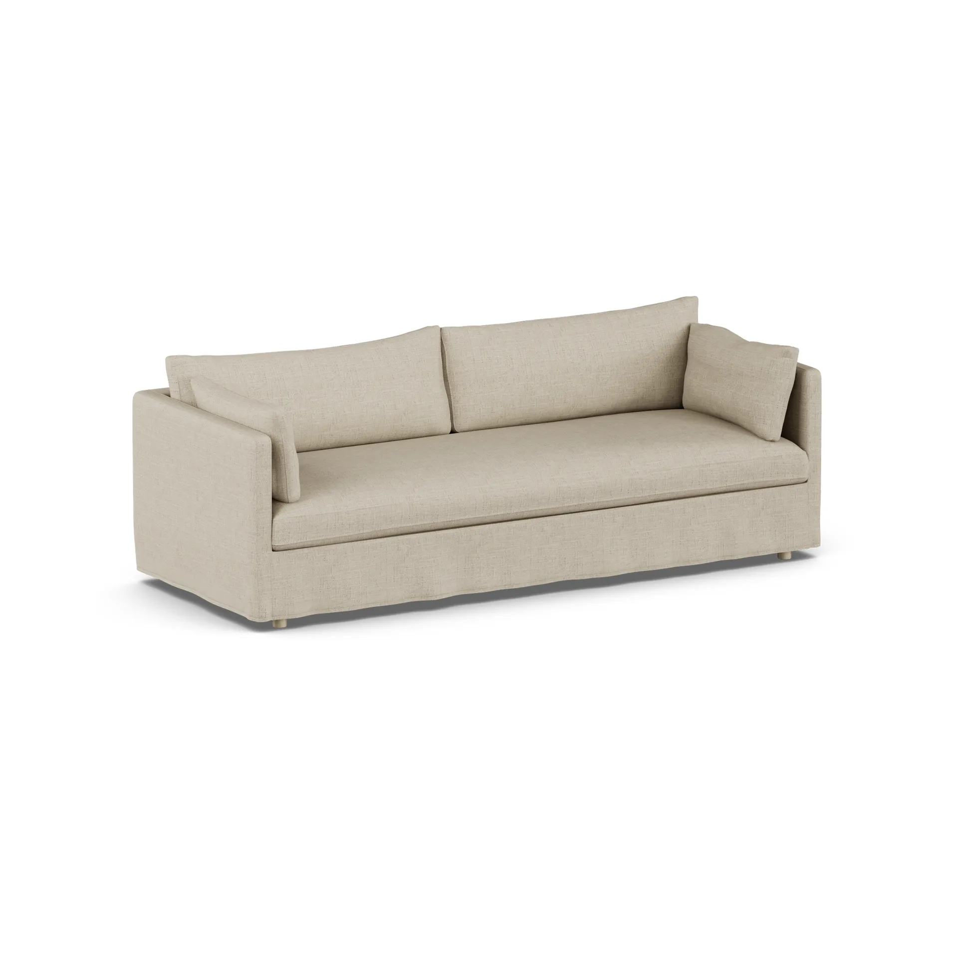 Linnevik soffa, Bern beige 0341-vitoljad ek, 4-sits, med kappa 1898