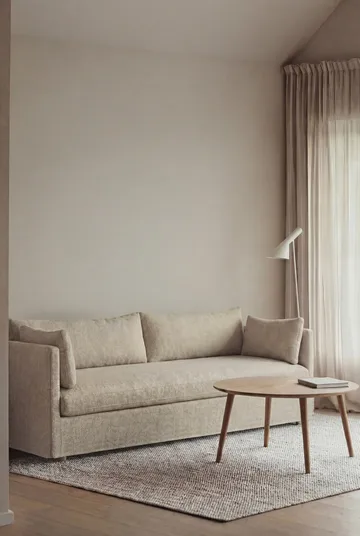 Linnevik soffa - Bern beige 0341-vitoljad ek, 4-sits, med kappa - 1898