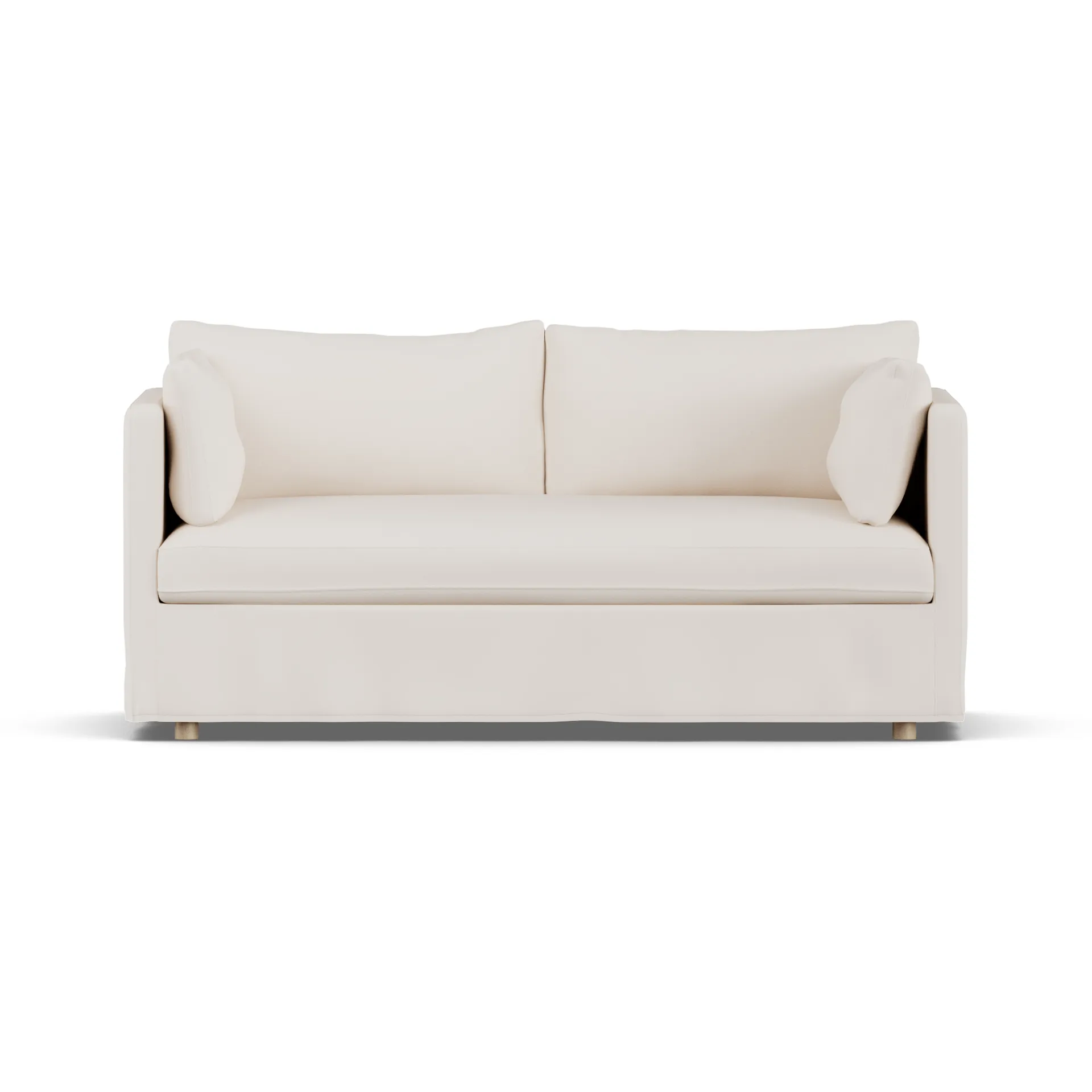 Linnevik soffa, Caleido Beige 9600-vitoljad ek, 2-sits, med kappa 1898