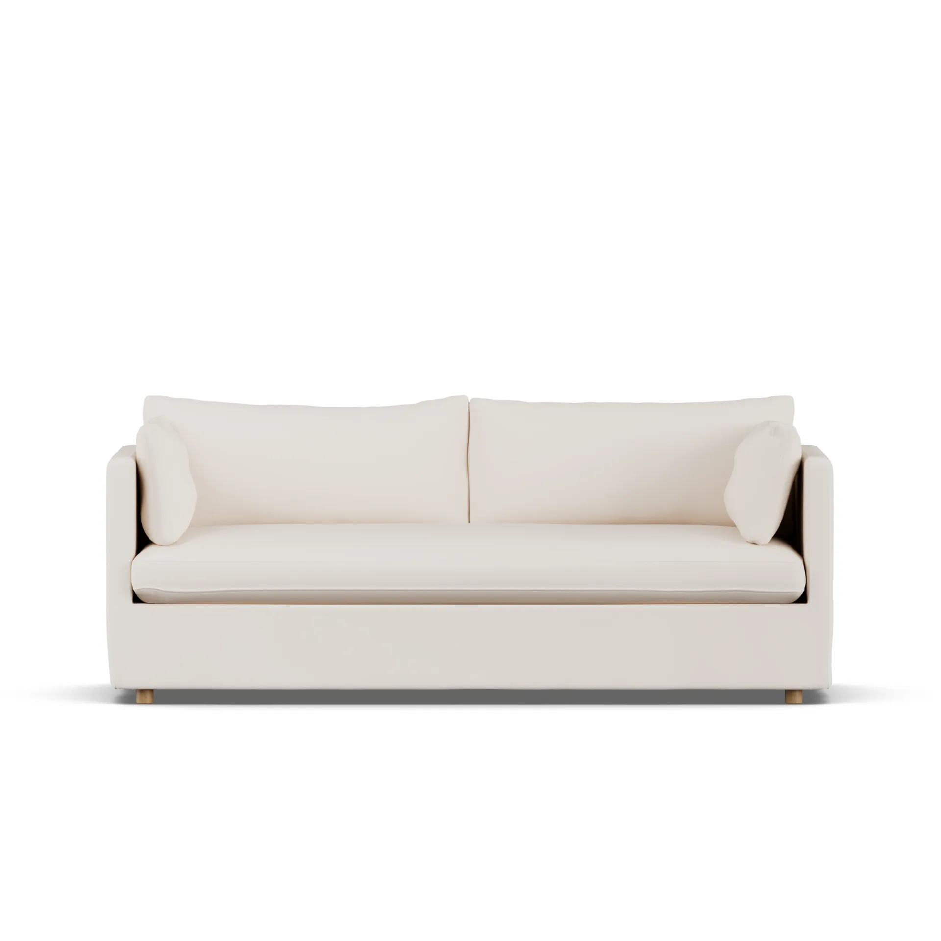 Linnevik soffa, Caleido beige 9600-vitoljad ek, 3-sits, med kappa 1898