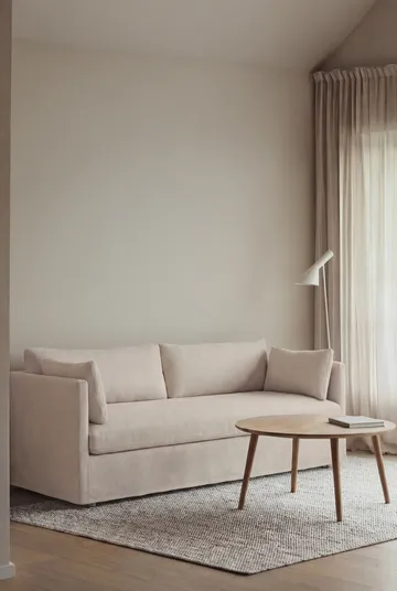 Linnevik soffa - Caleido beige 9600-vitoljad ek, 3-sits, med kappa - 1898