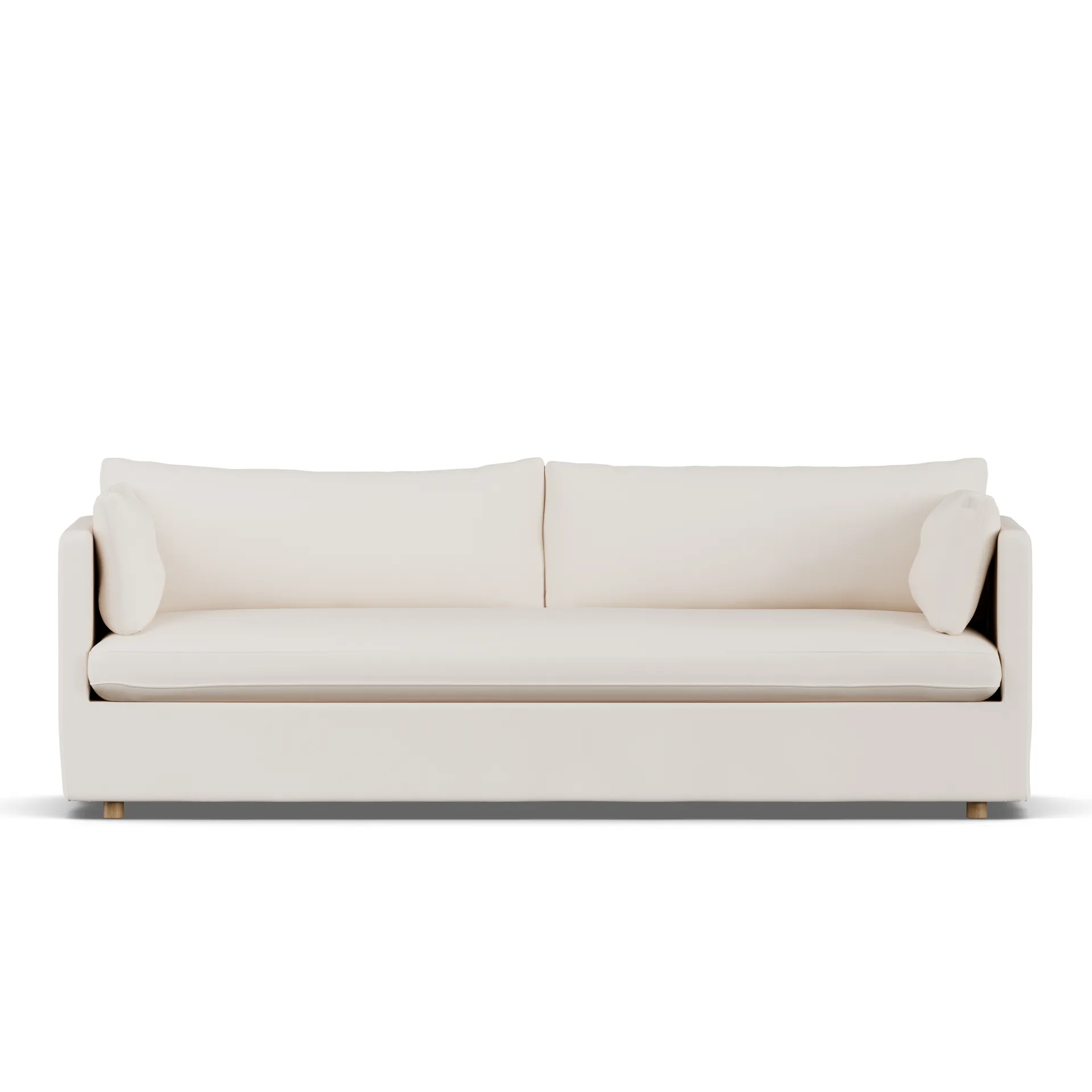 Linnevik soffa, Caleido beige 9600-vitoljad ek, 4-sits, med kappa 1898