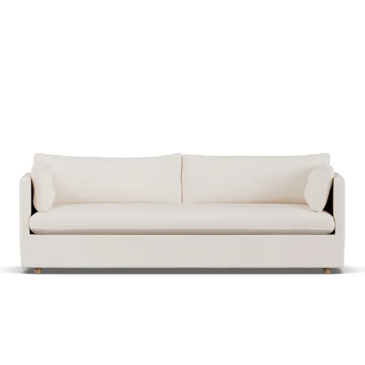 Linnevik soffa - Caleido beige 9600-vitoljad ek, 4-sits, med kappa - 1898