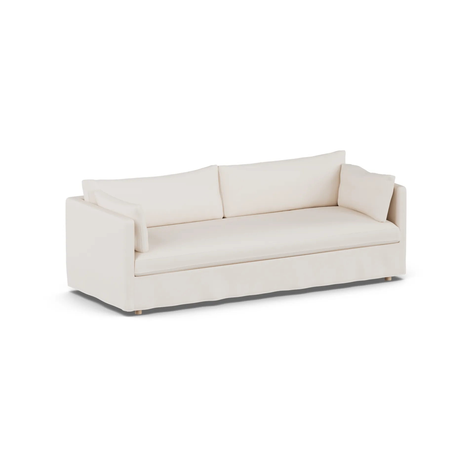Linnevik soffa, Caleido beige 9600-vitoljad ek, 4-sits, med kappa 1898