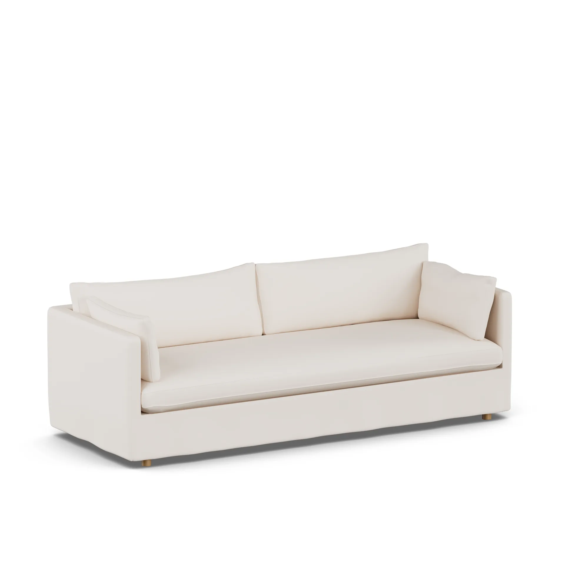 Linnevik soffa, Caleido beige 9600-vitoljad ek, 4-sits, med kappa 1898