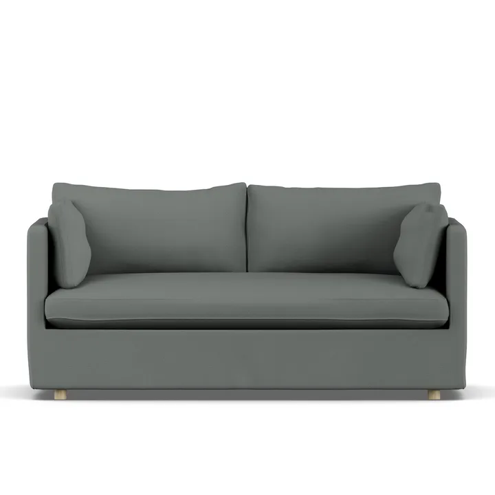 Linnevik soffa - Caleido Grey 1240-vitoljad ek, 2-sits, med kappa - 1898