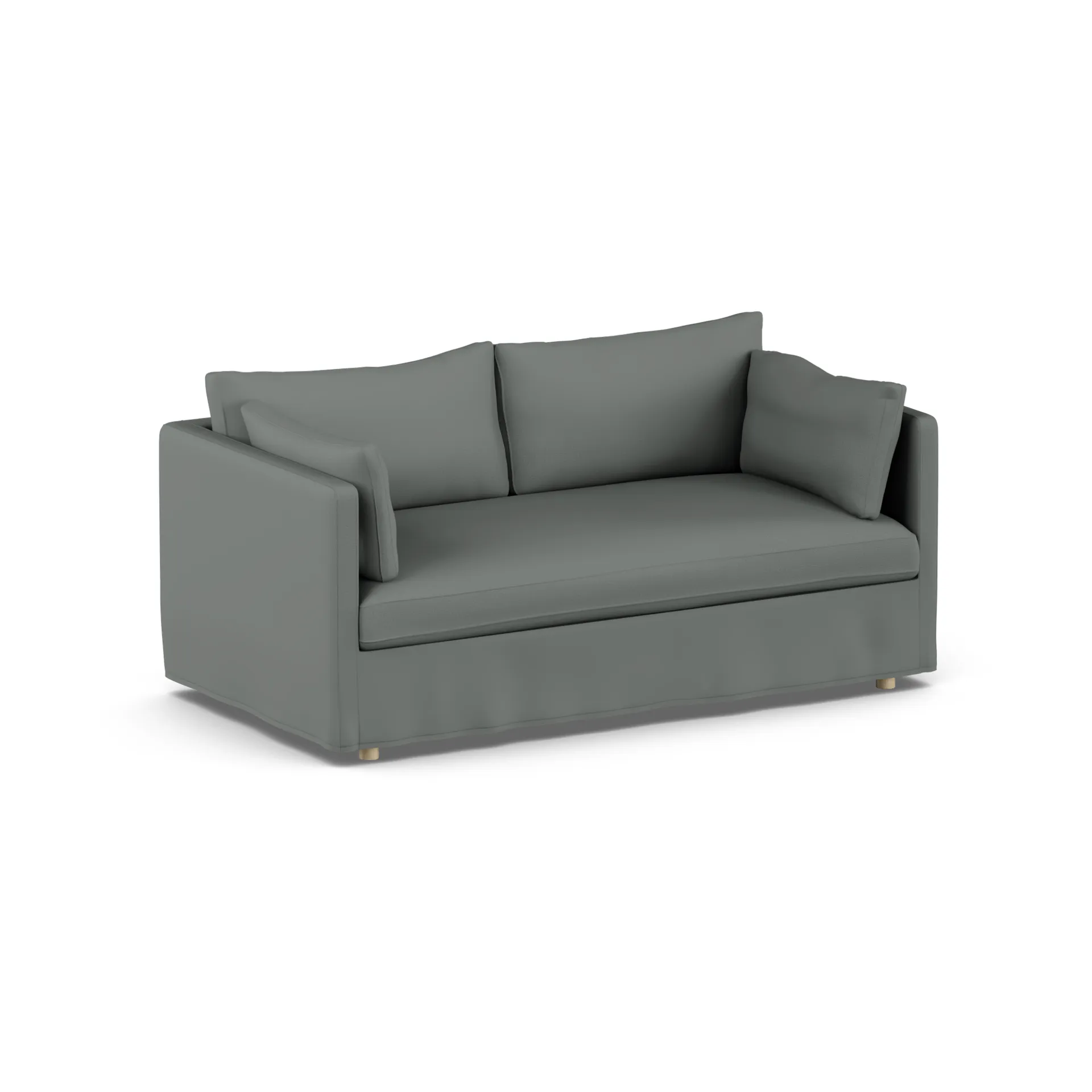 Linnevik soffa, Caleido Grey 1240-vitoljad ek, 2-sits, med kappa 1898