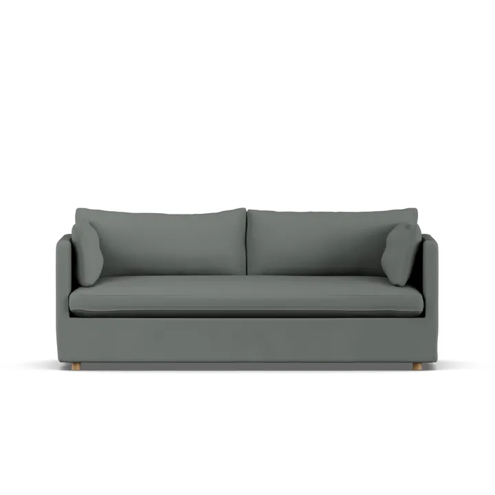 Linnevik soffa - Caleido Grey 1240-vitoljad ek, 3-sits, med kappa - 1898