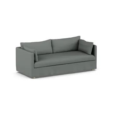 Linnevik soffa - Caleido Grey 1240-vitoljad ek, 3-sits, med kappa - 1898