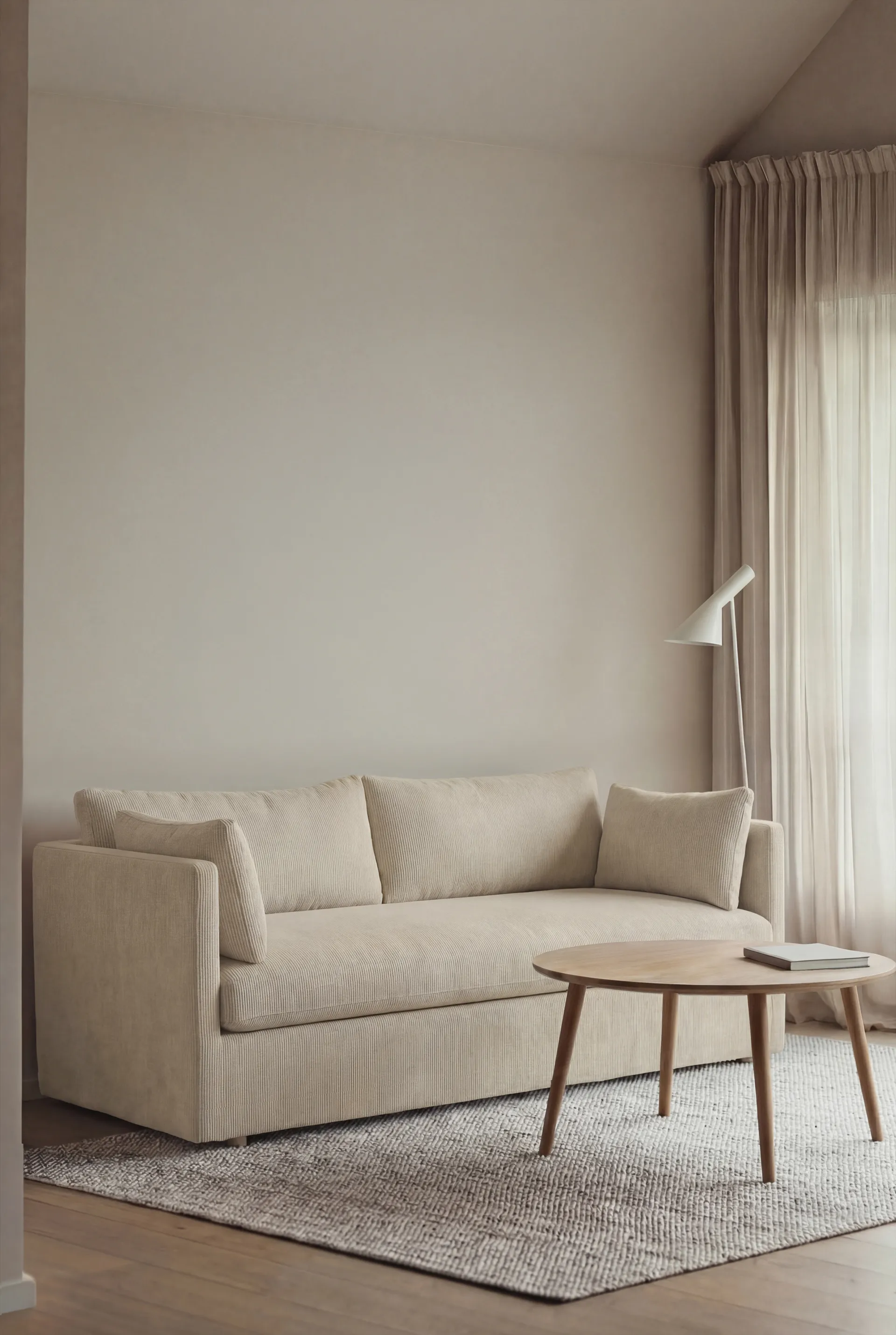 Linnevik soffa, Jump Beige 1956-vitoljad ek, 2-sits, med kappa 1898