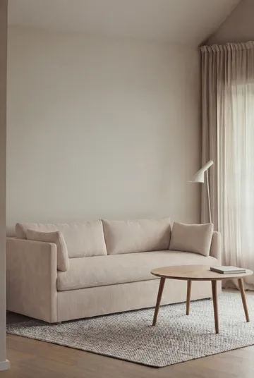 Linnevik soffa - Jump Beige 1956-vitoljad ek, 3-sits, med kappa - 1898