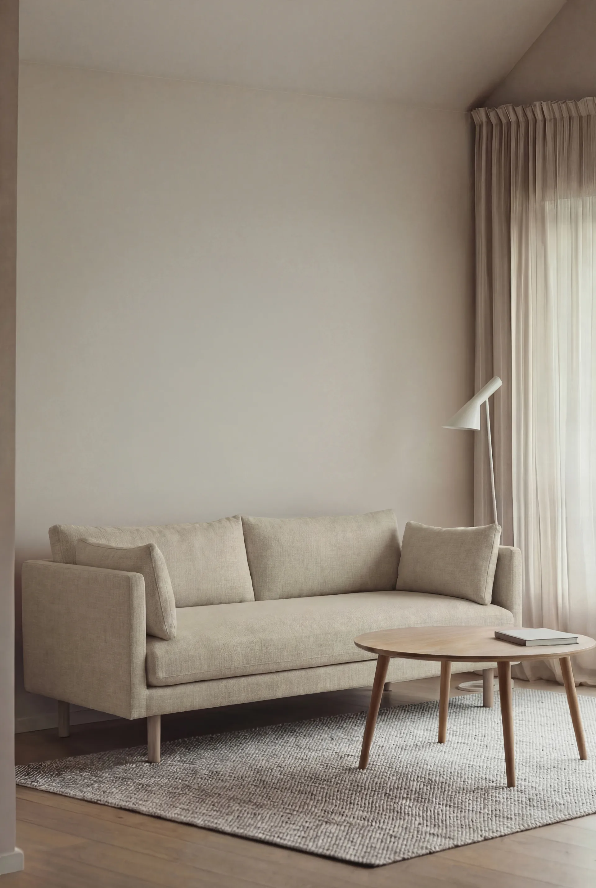 Linnevik soffa, Luiza Beige 3981-vitoljad ek, 2-sits, utan kappa 1898